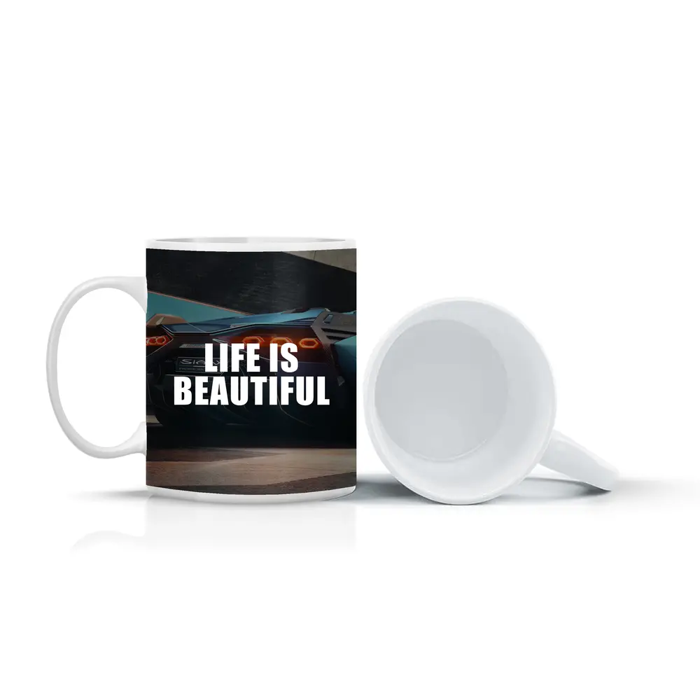 Life Is Beautiful Lamborghini Sian Motivational Art – Mugs