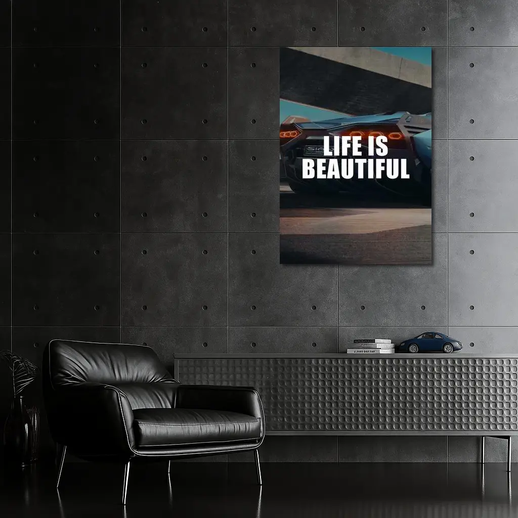 Life Is Beautiful Lamborghini Sian Motivational Art – Wall Art