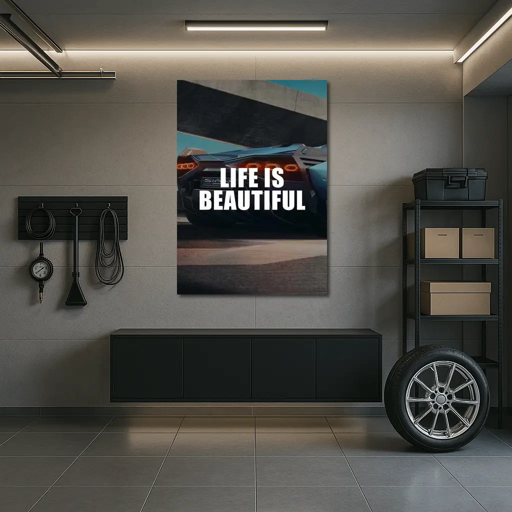 Life Is Beautiful Lamborghini Sian Motivational Art – Wall Art