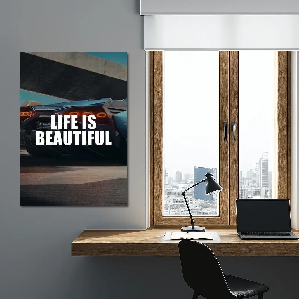 Life Is Beautiful Lamborghini Sian Motivational Art – Wall Art
