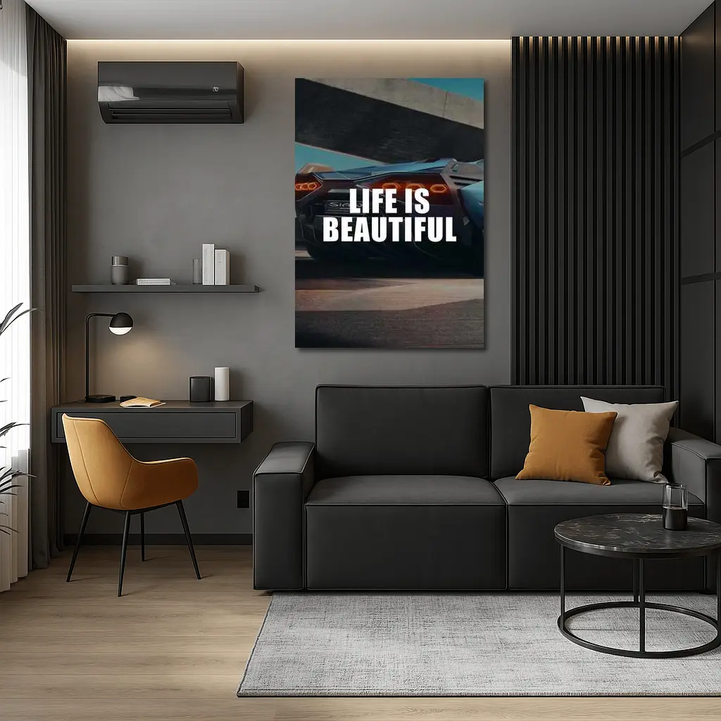 Life Is Beautiful Lamborghini Sian Motivational Art – Wall Art