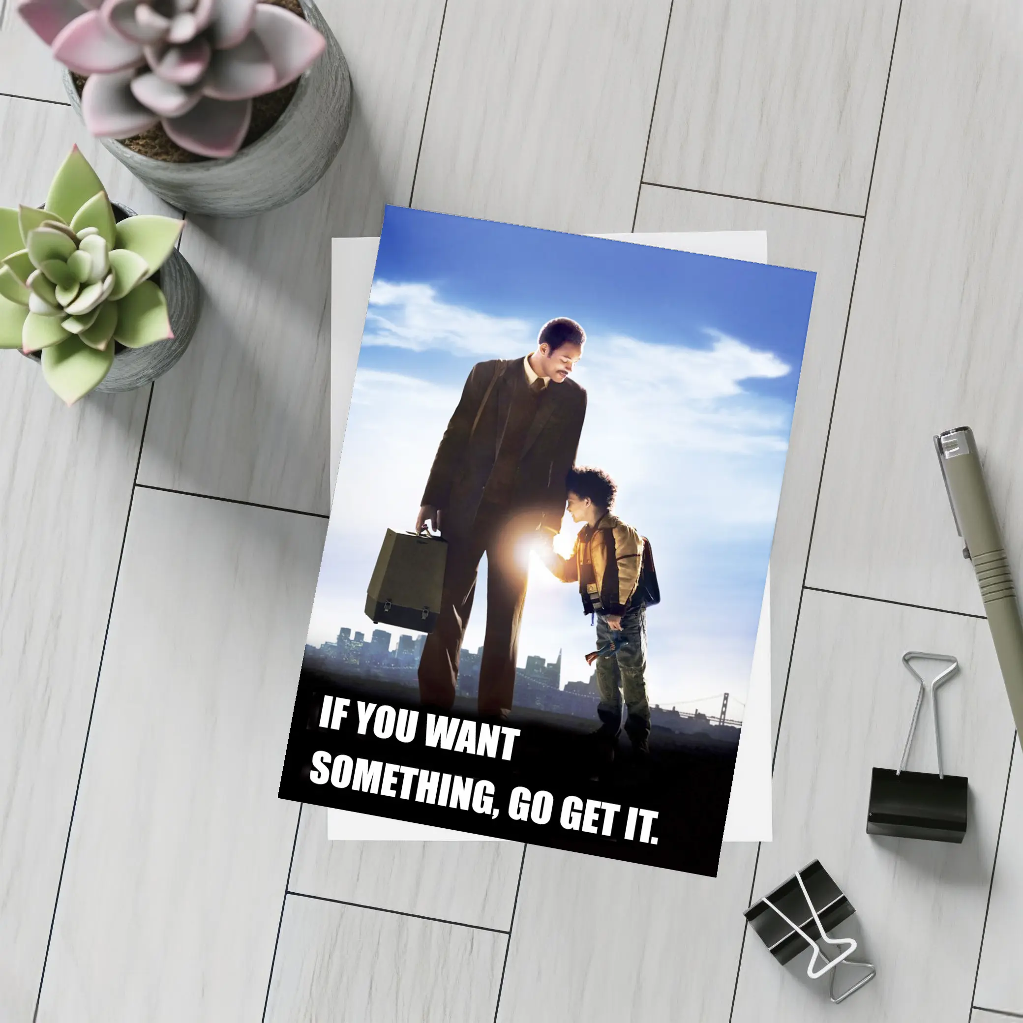 Father Son Motivational Quote City Skyline – Postcards