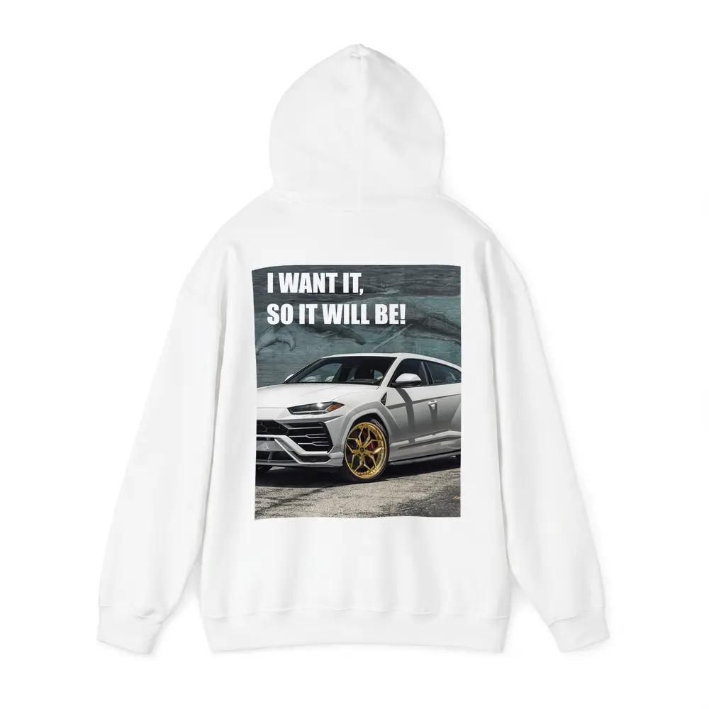 White Lamborghini Urus Gold Wheels Motivation Quote – Hoodies
