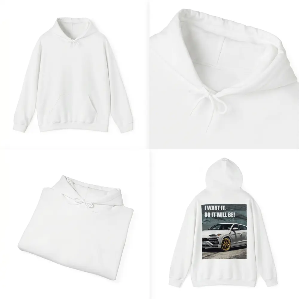 White Lamborghini Urus Gold Wheels Motivation Quote – Hoodies