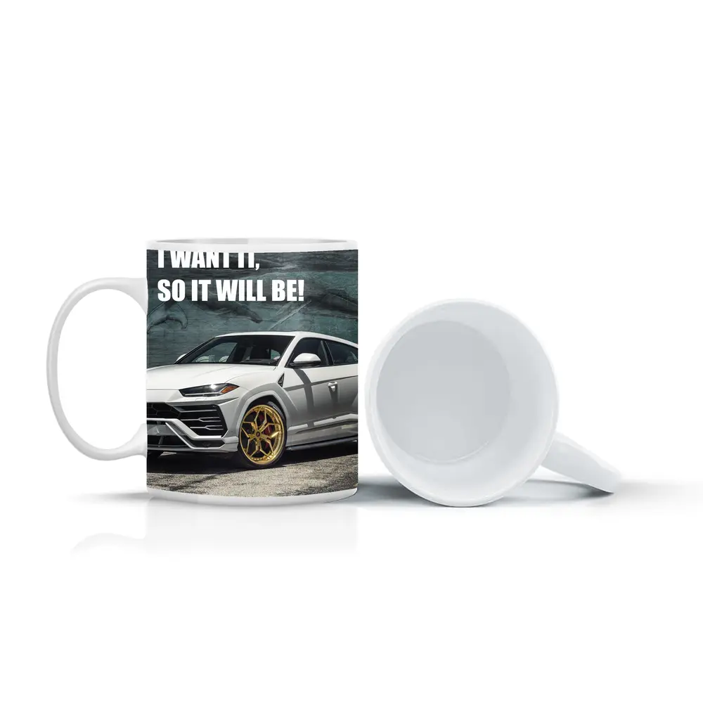 White Lamborghini Urus Gold Wheels Motivation Quote – Mugs