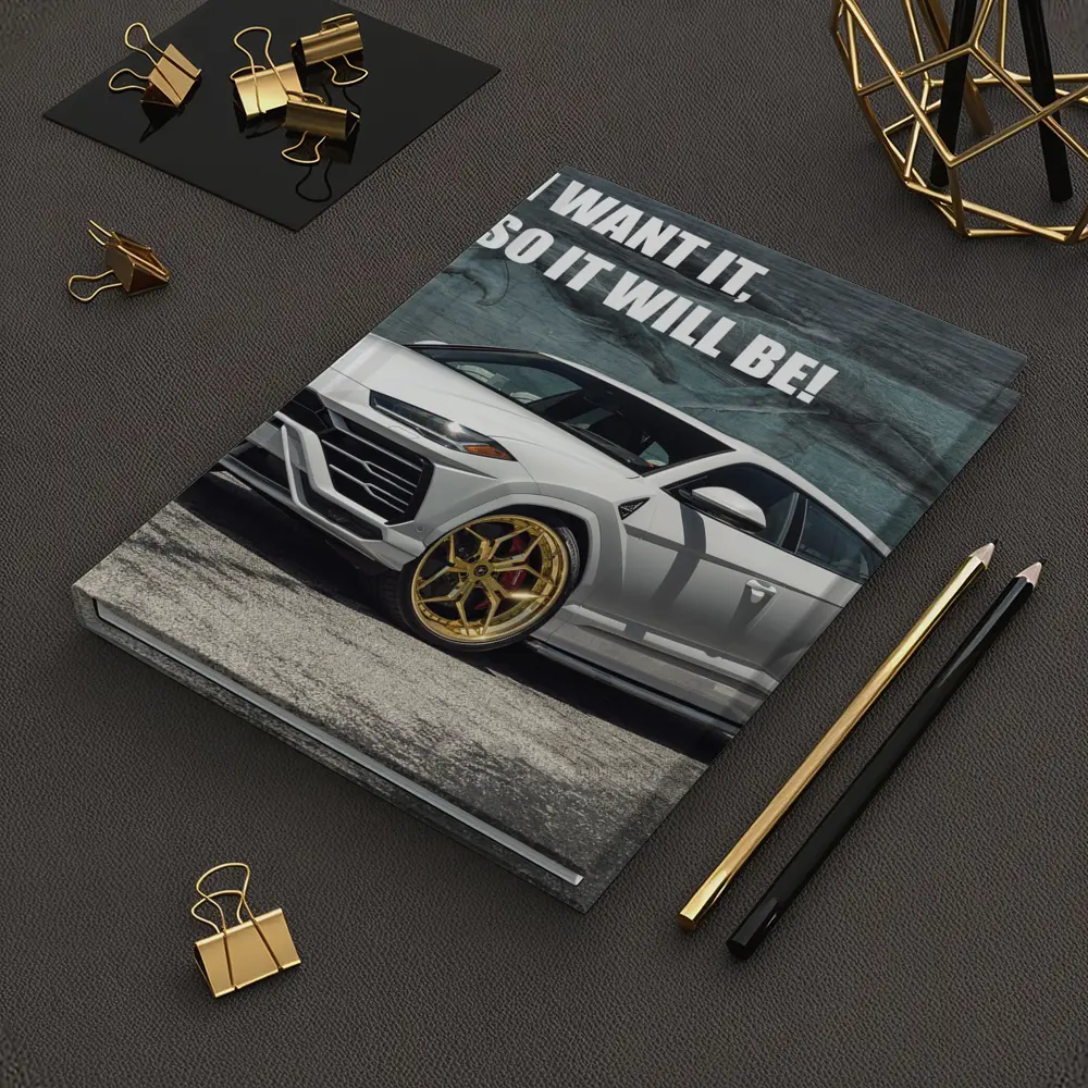 White Lamborghini Urus Gold Wheels Motivation Quote – Notebooks