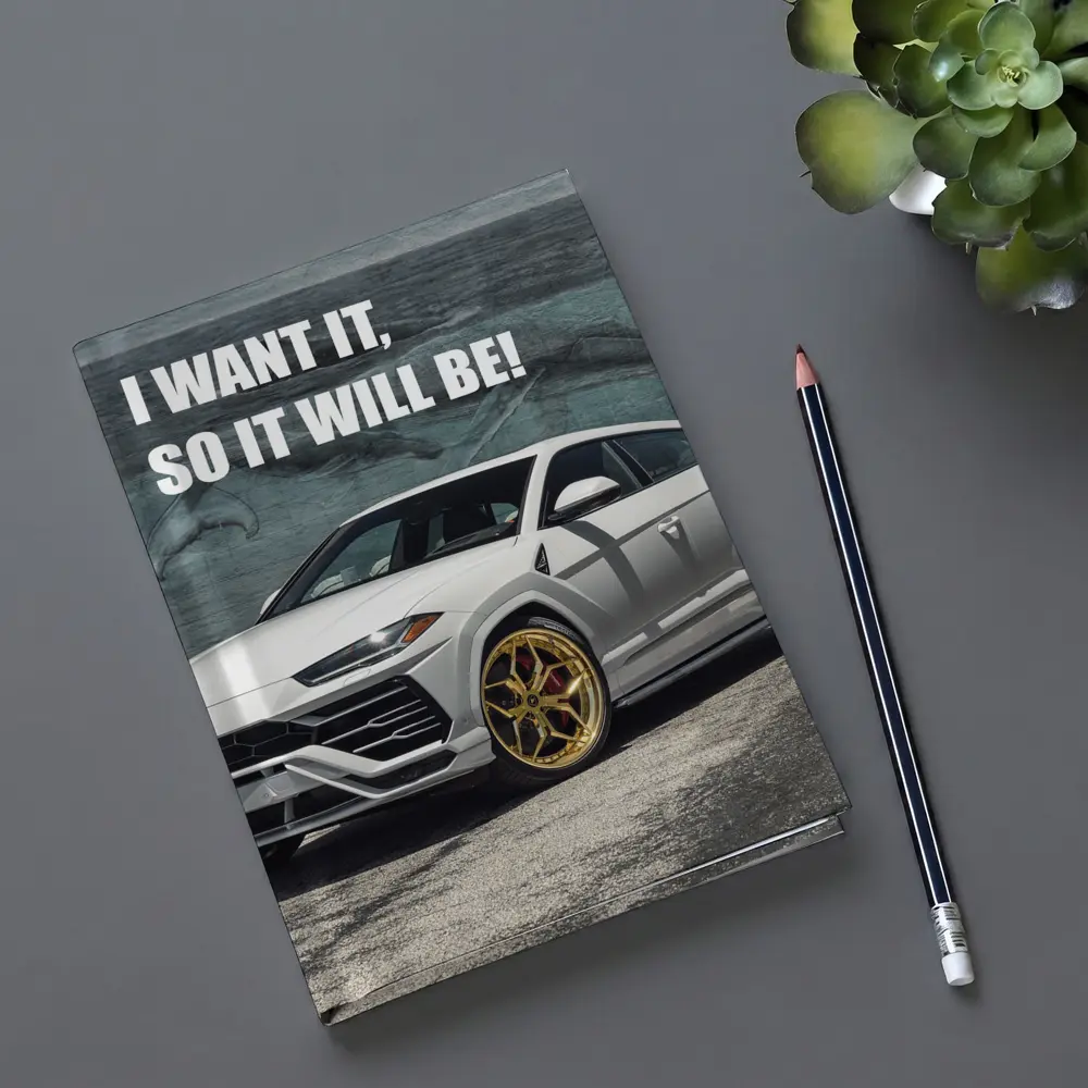 White Lamborghini Urus Gold Wheels Motivation Quote – Notebooks