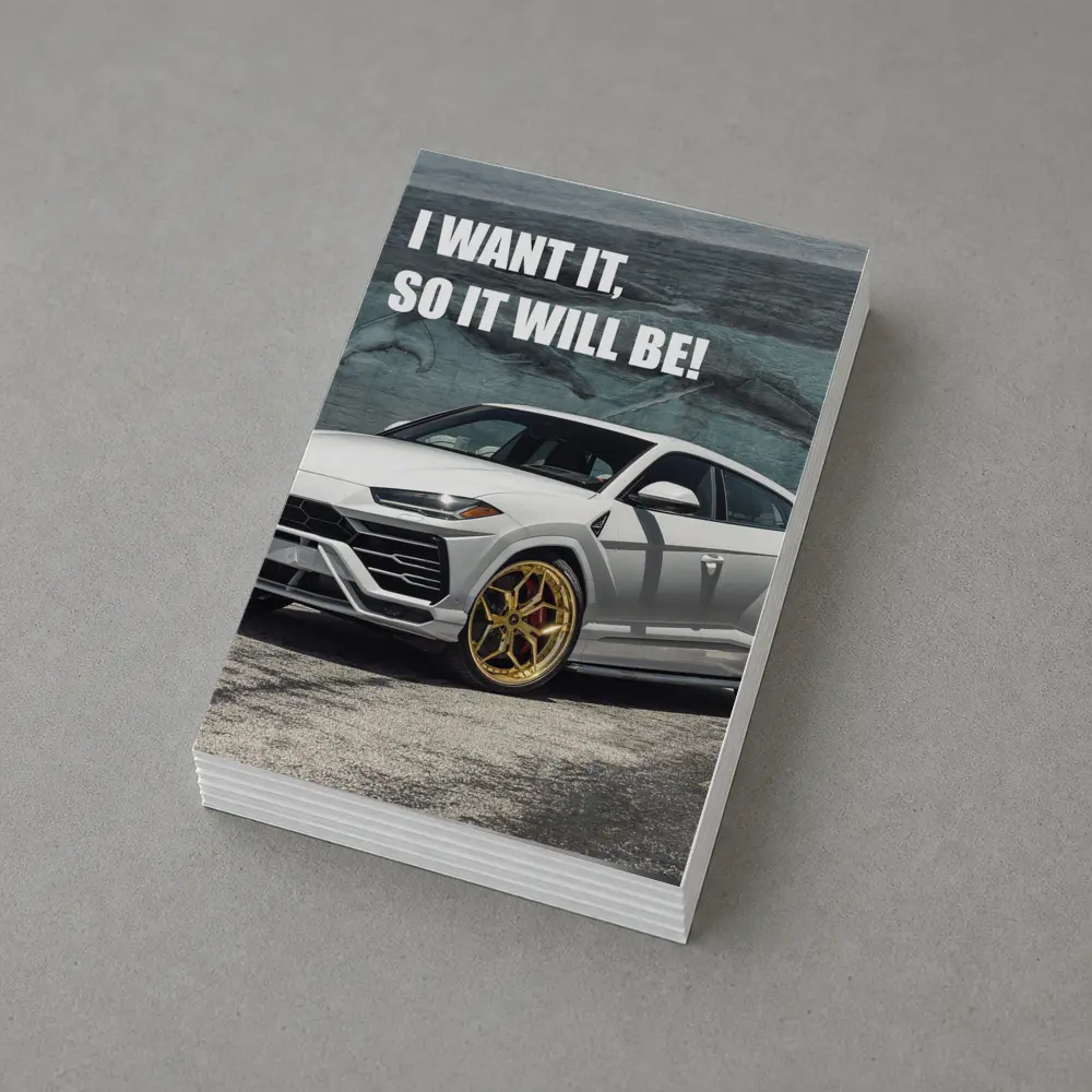 White Lamborghini Urus Gold Wheels Motivation Quote – Postcards