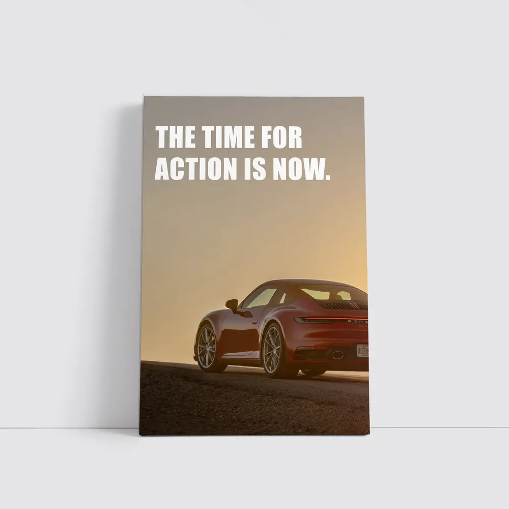 Porsche 911 Red Car Golden Sky – Wall Art