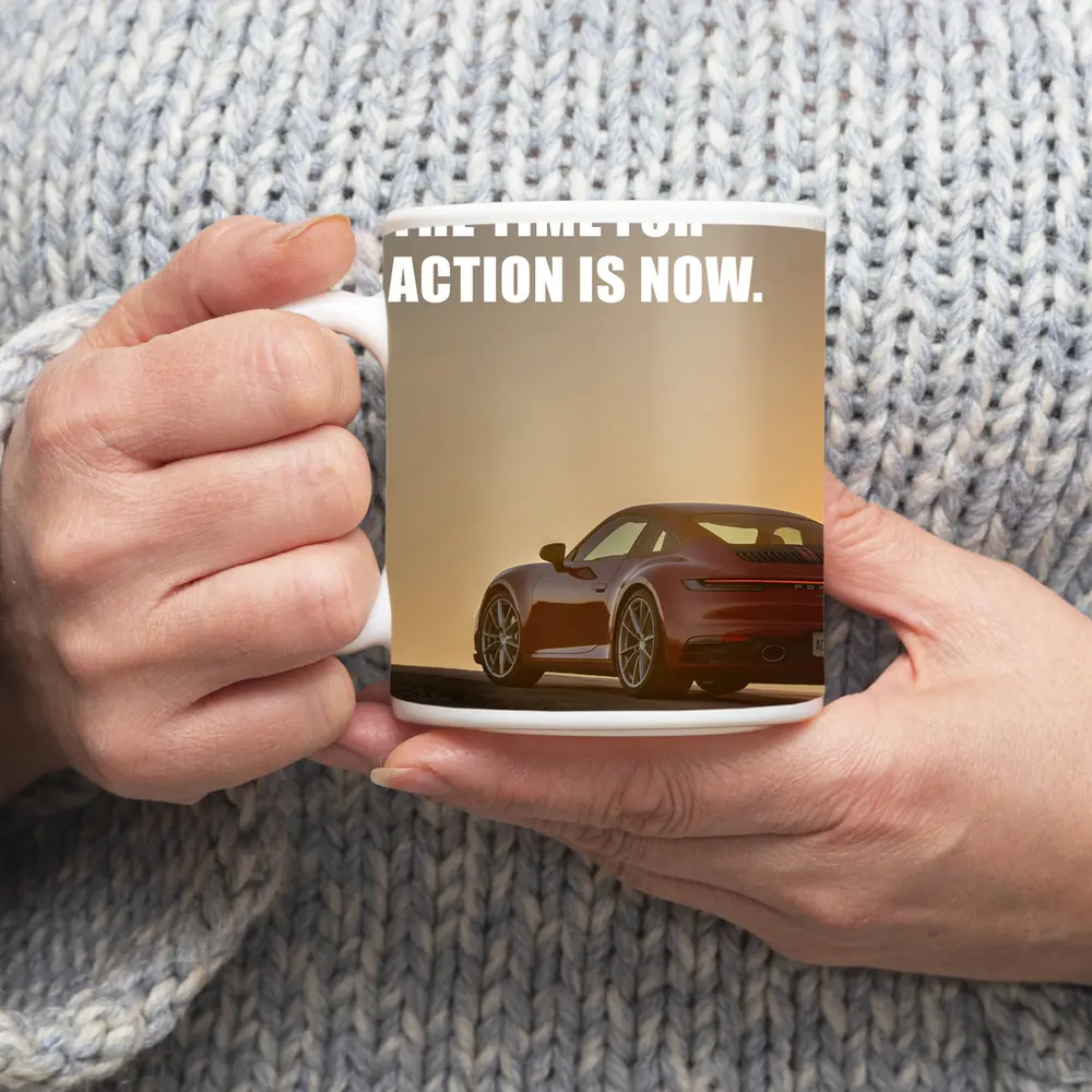 Porsche 911 Red Car Golden Sky – Mugs