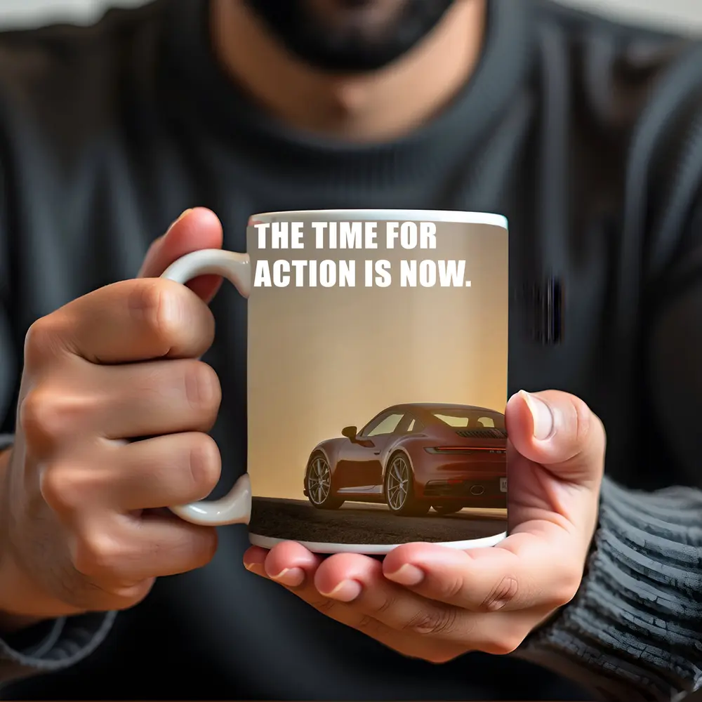 Porsche 911 Red Car Golden Sky – Mugs
