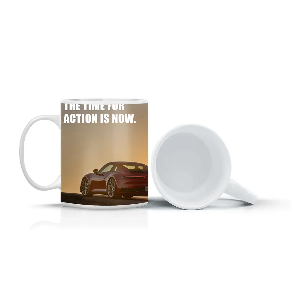 Porsche 911 Red Car Golden Sky – Mugs