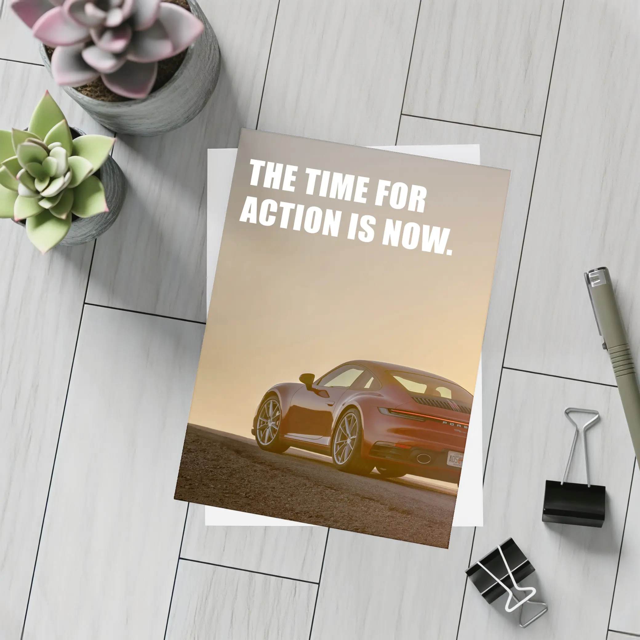 Porsche 911 Red Car Golden Sky – Postcards