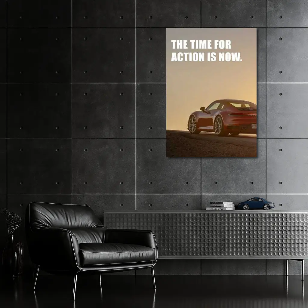 Porsche 911 Red Car Golden Sky – Wall Art