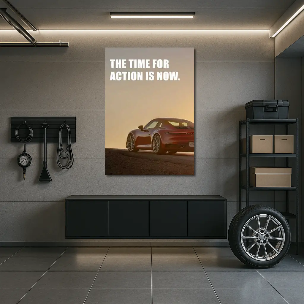 Porsche 911 Red Car Golden Sky – Wall Art