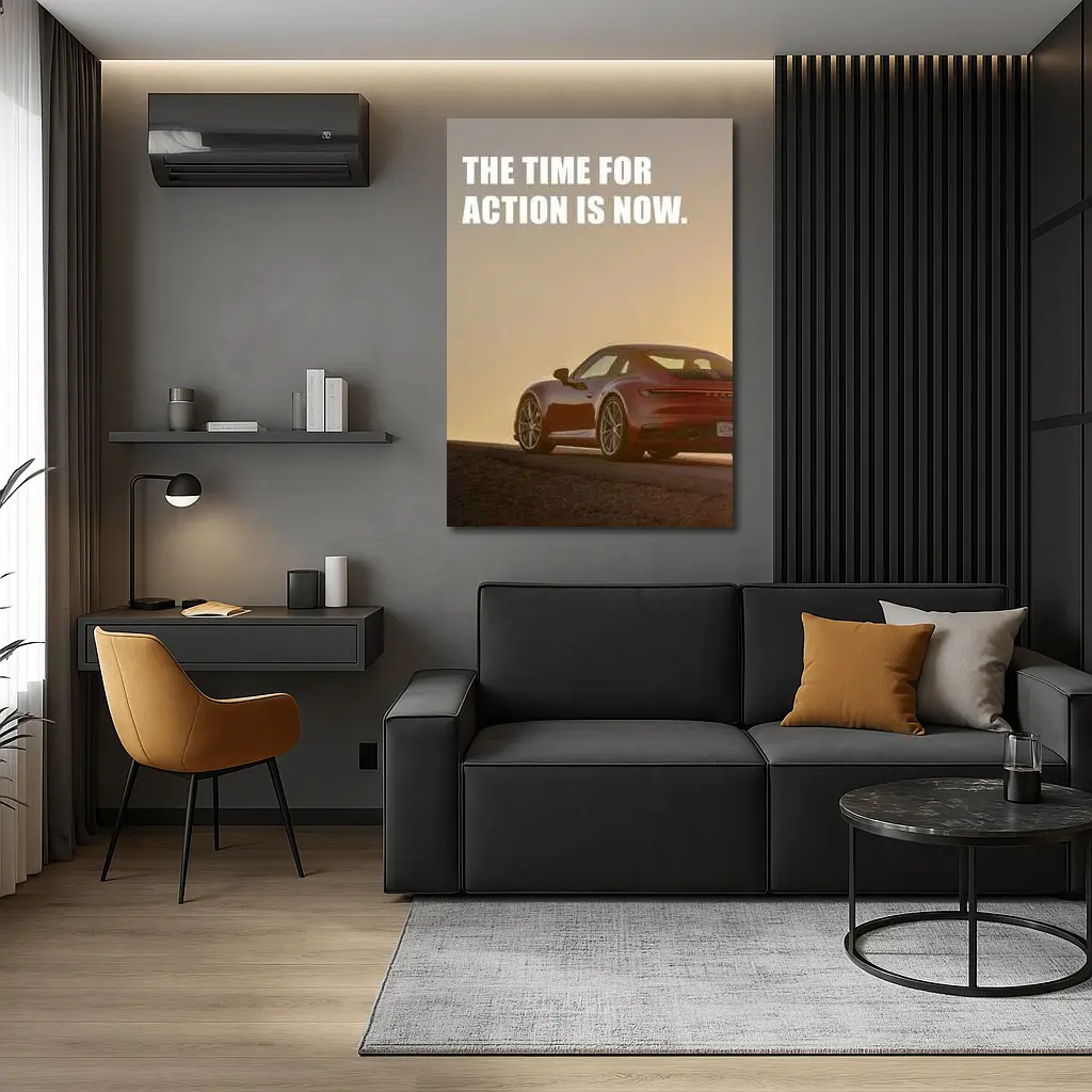 Porsche 911 Red Car Golden Sky – Wall Art