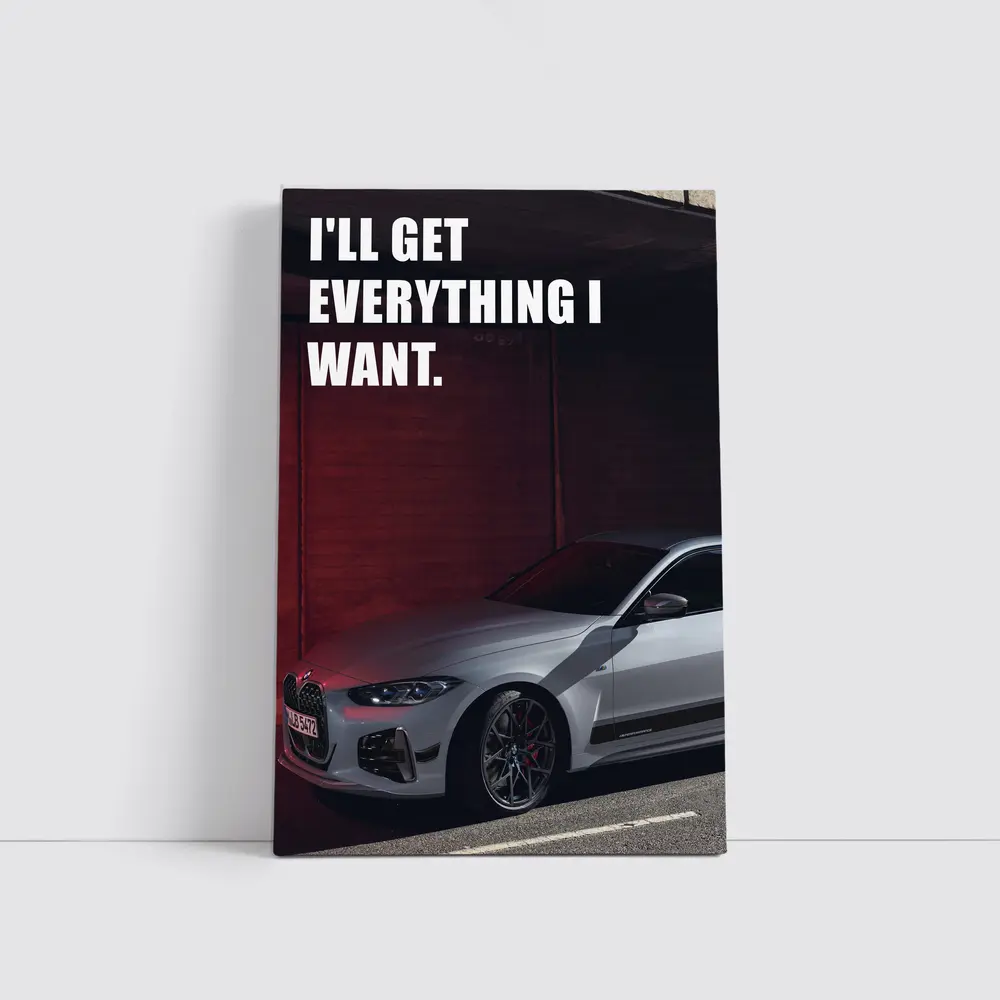 BMW Four Series Silver Coupe Bold Quote – Wall Art