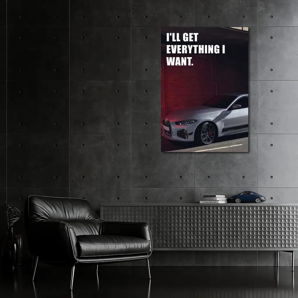 BMW Four Series Silver Coupe Bold Quote – Wall Art