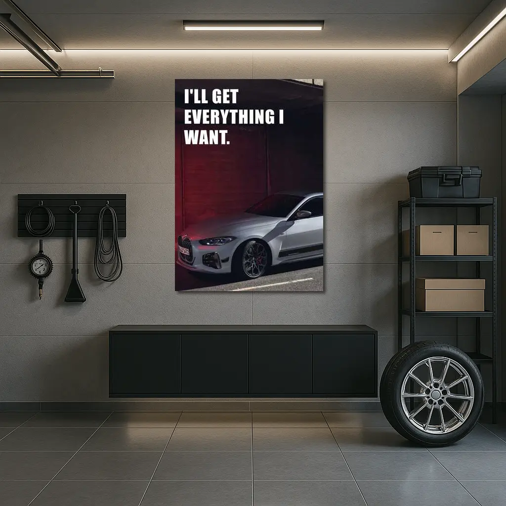 BMW Four Series Silver Coupe Bold Quote – Wall Art
