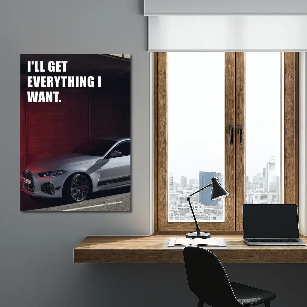 BMW Four Series Silver Coupe Bold Quote – Wall Art