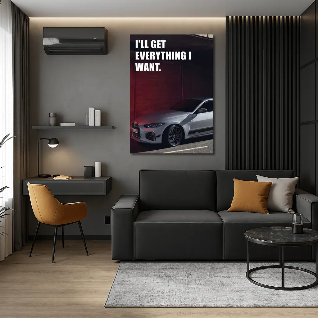 BMW Four Series Silver Coupe Bold Quote – Wall Art