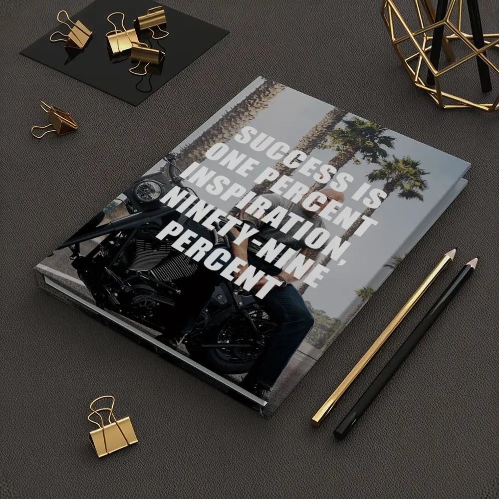 Success Quote Man on Motorcycle Palm Trees – Notebooks