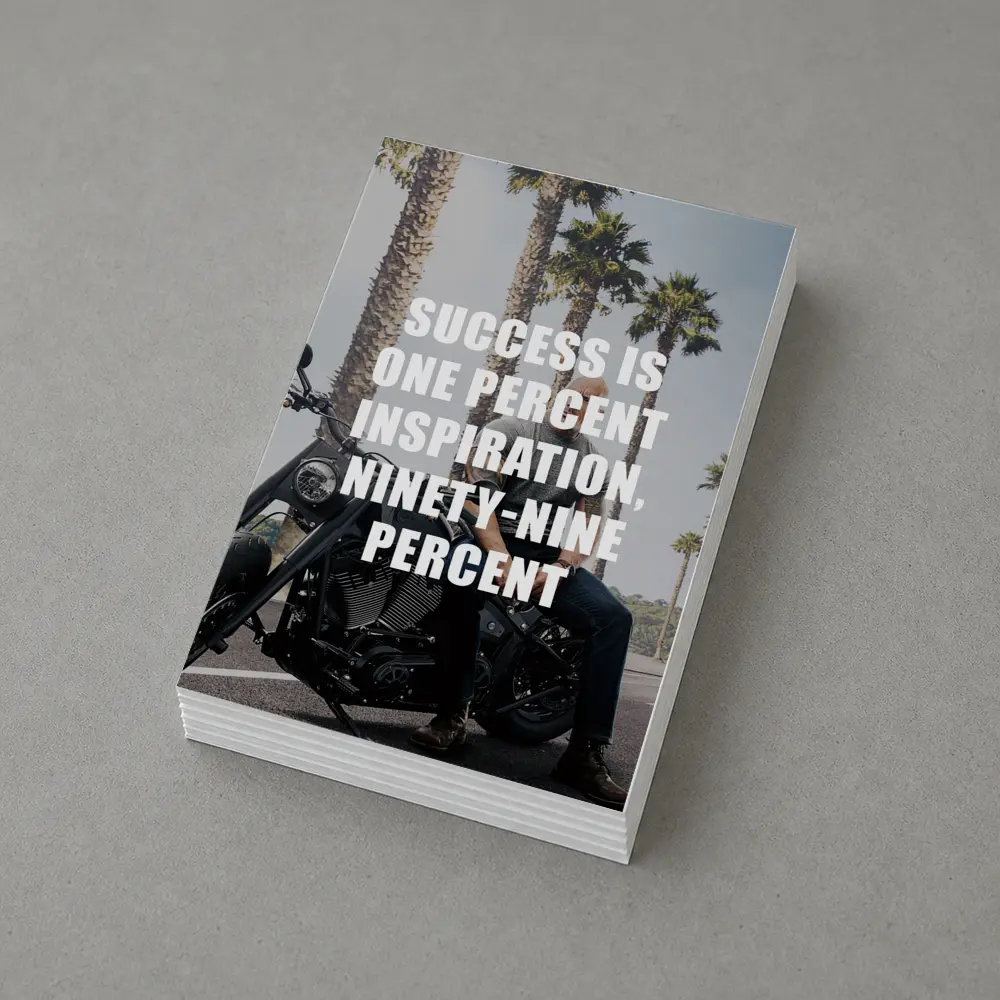 Success Quote Man on Motorcycle Palm Trees – Postcards