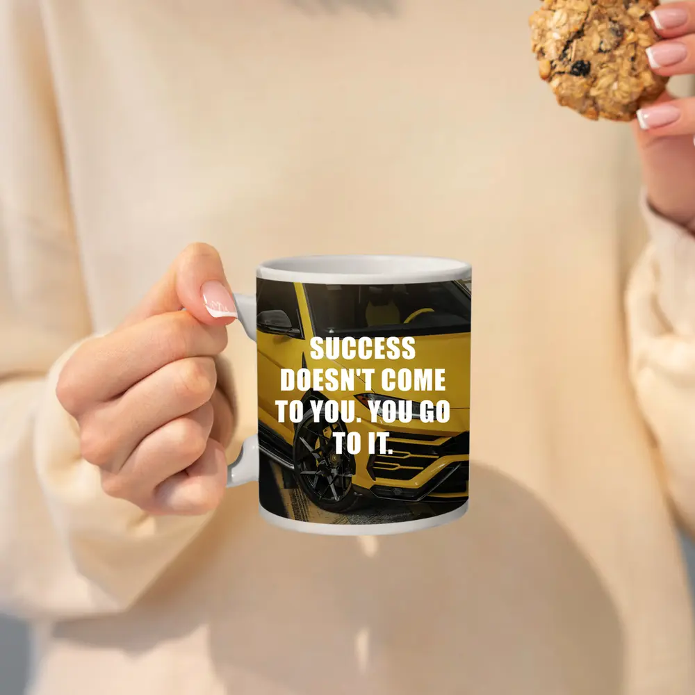 Success Quote Yellow Lamborghini Urus Car – Mugs