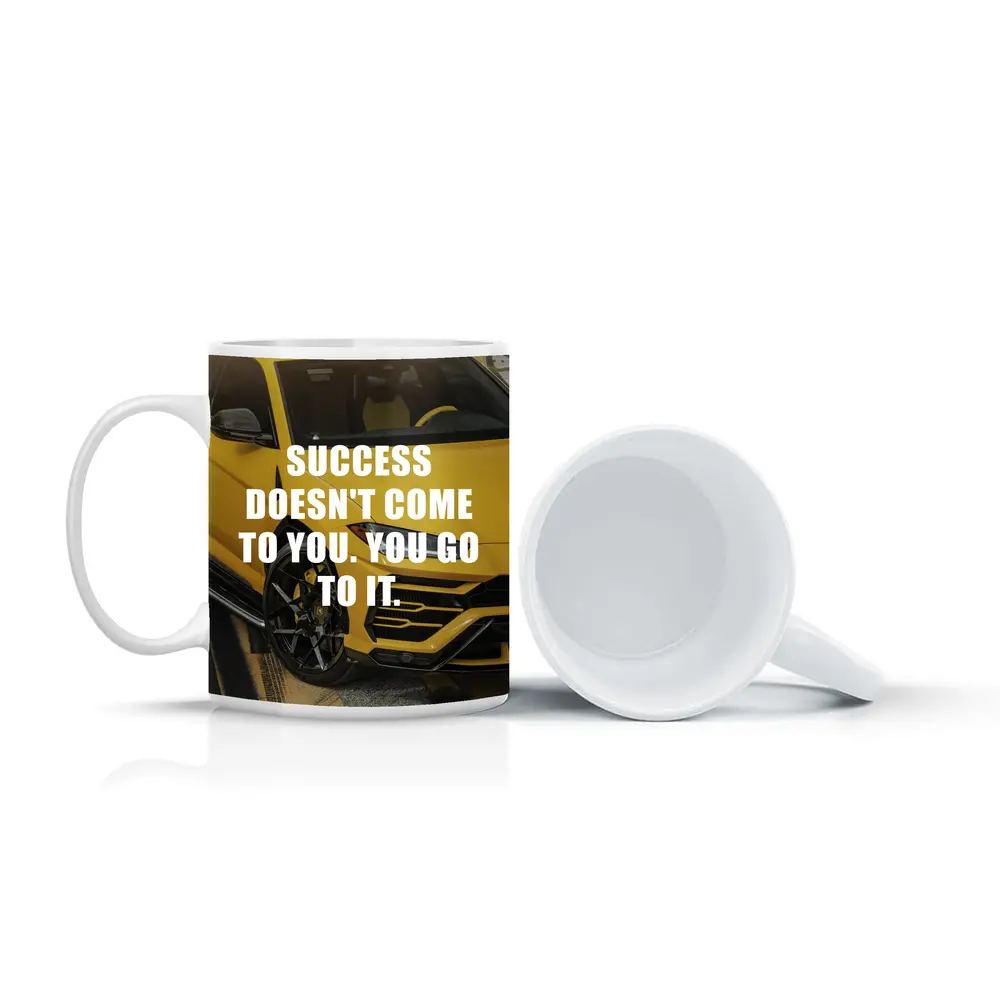 Success Quote Yellow Lamborghini Urus Car – Mugs