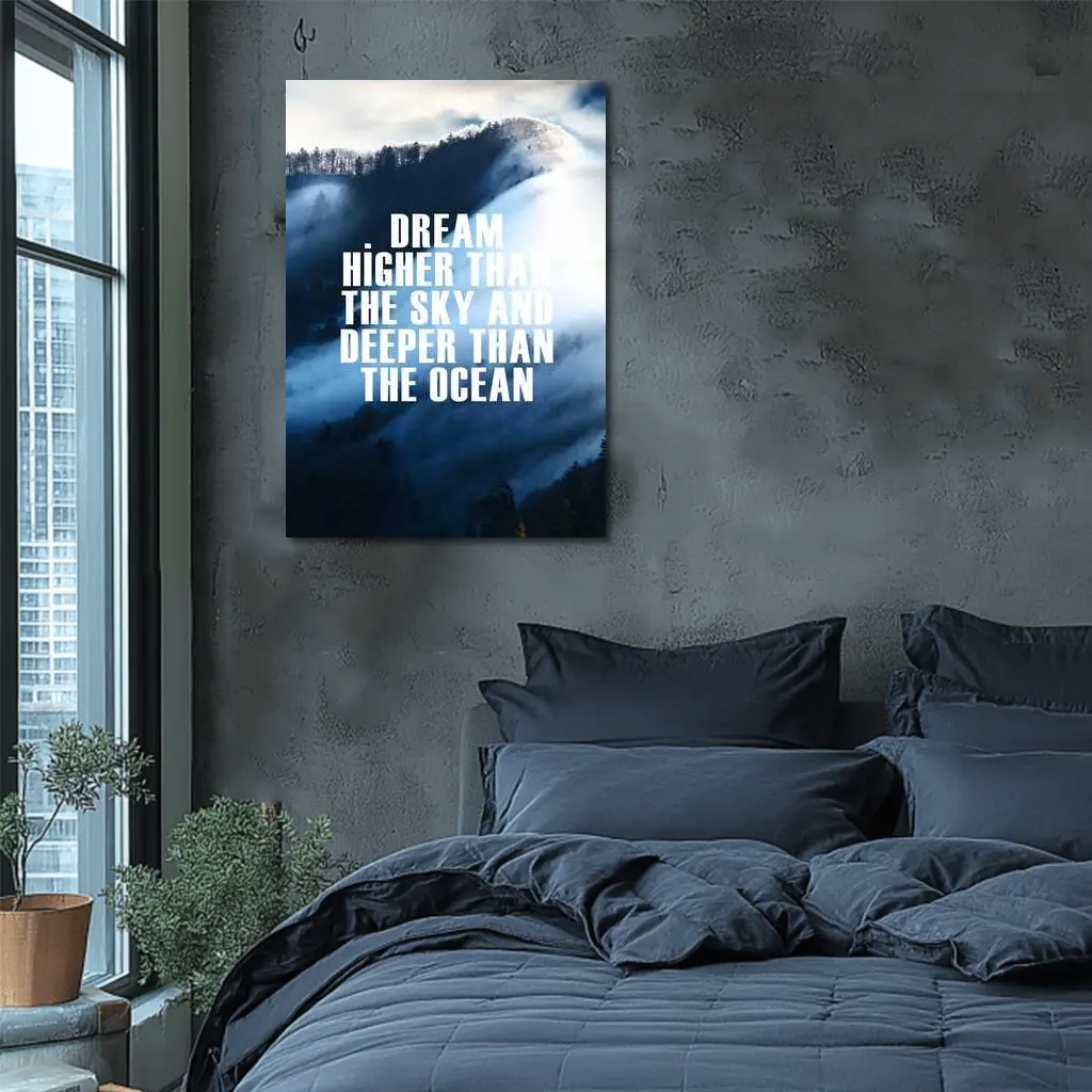 Dream Higher Sky Deeper Ocean Motivational Quote – Wall Art