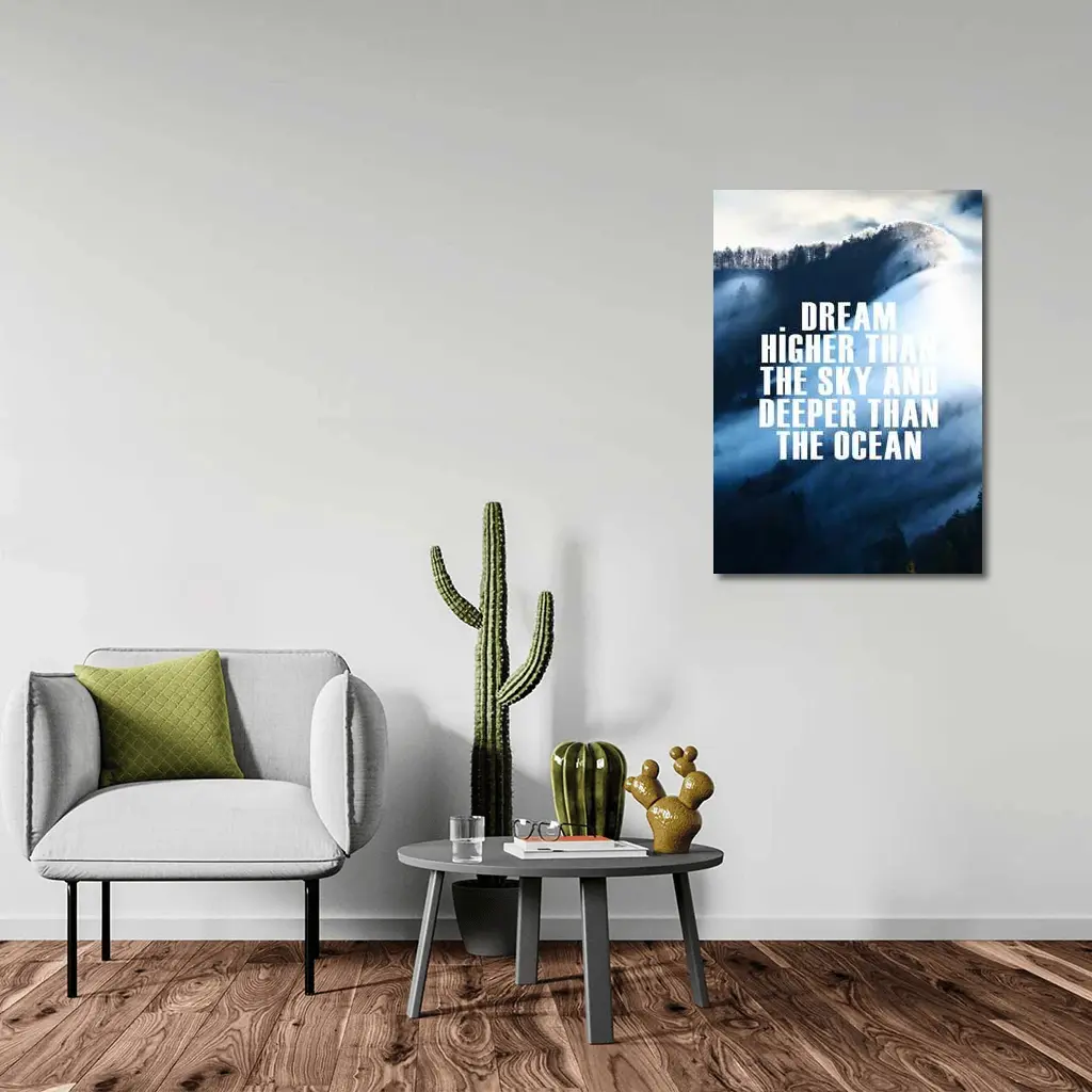 Dream Higher Sky Deeper Ocean Motivational Quote – Wall Art