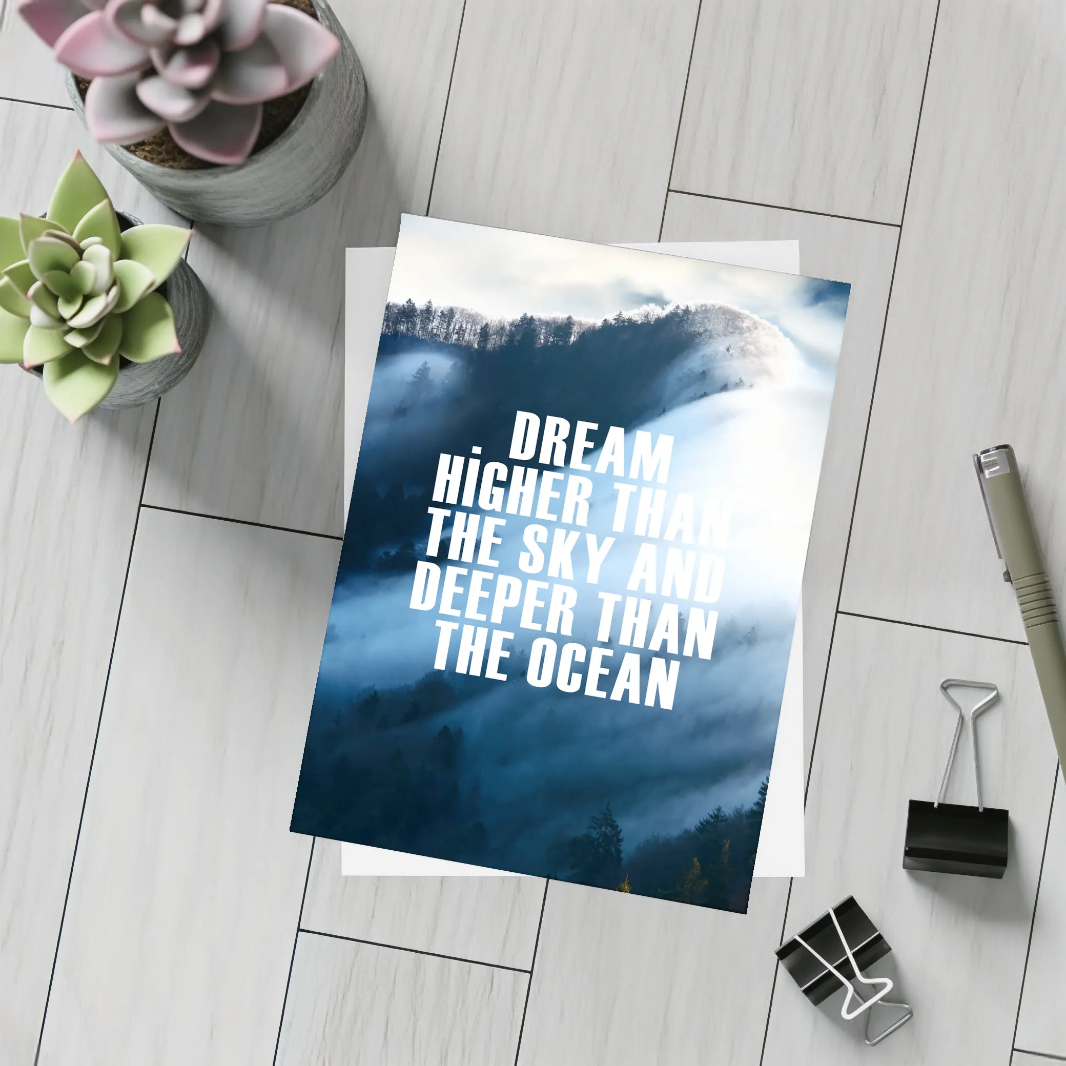 Dream Higher Sky Deeper Ocean Motivational Quote – Postcards