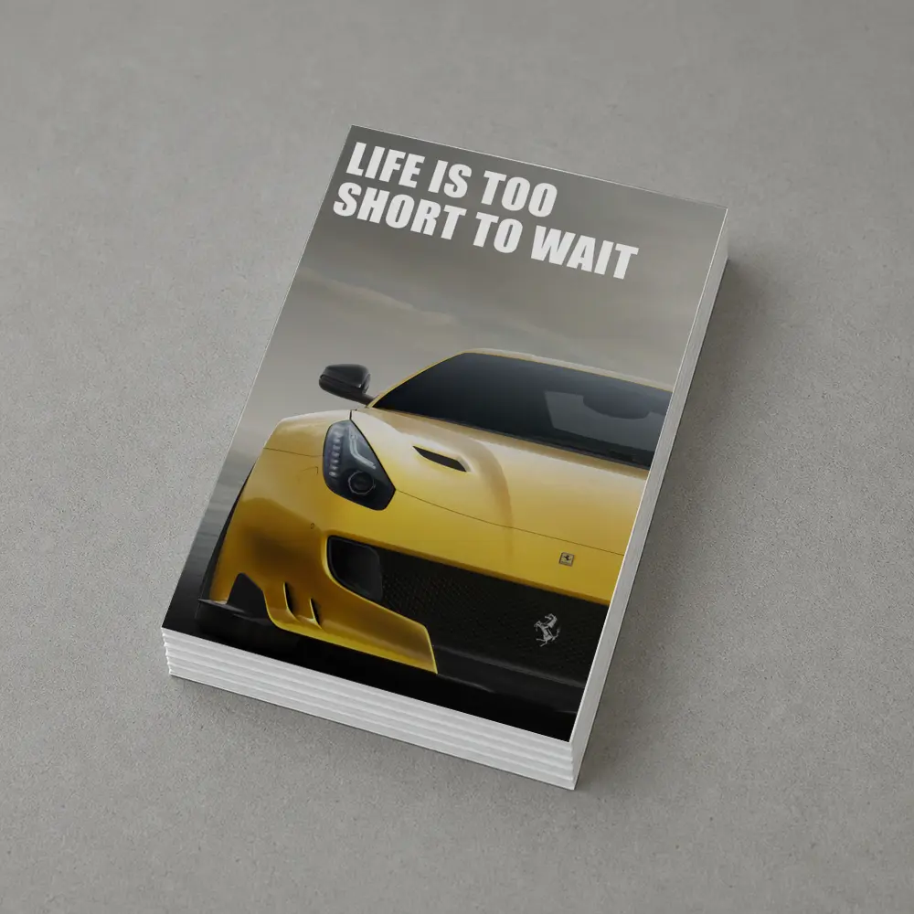 Ferrari F12 Yellow Life Is Too Short – Postcards