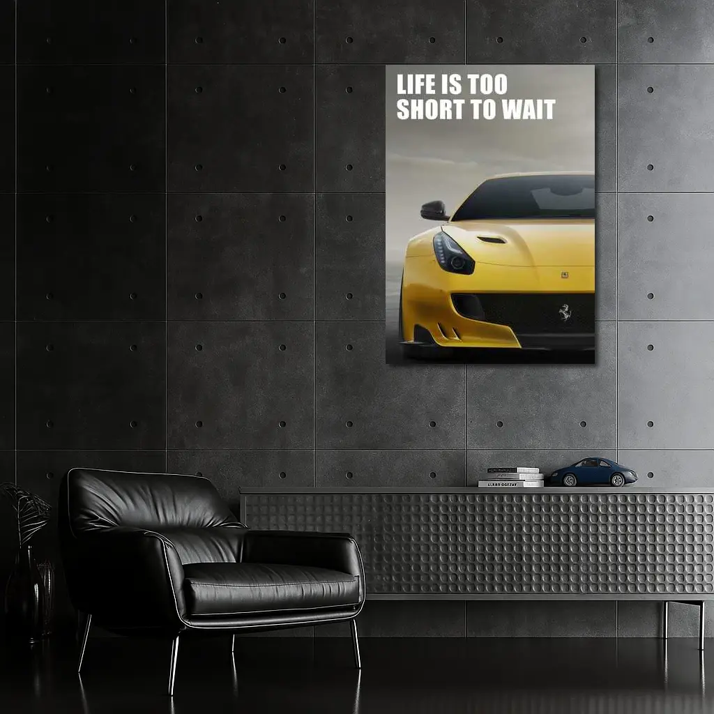 Ferrari F12 Yellow Life Is Too Short – Wall Art