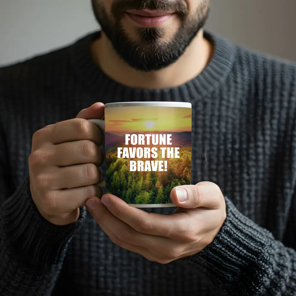 Fortune Favors The Brave Forest Sunset – Mugs