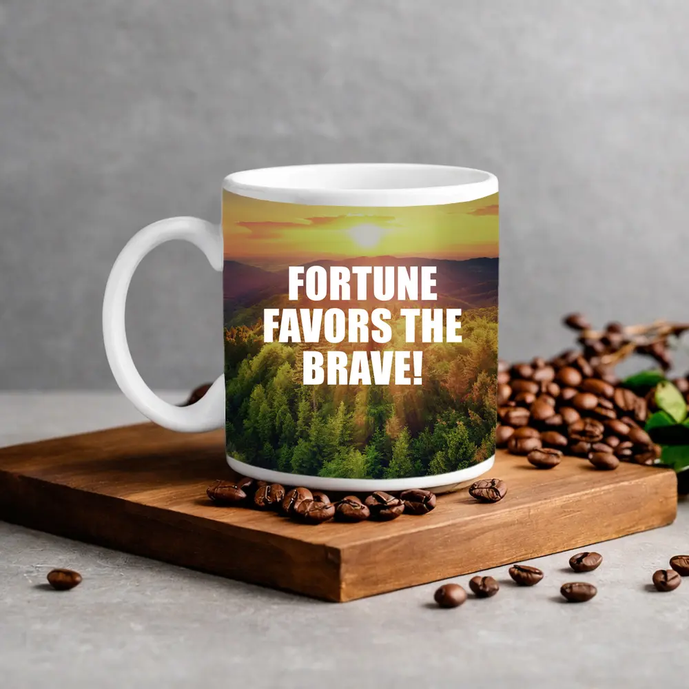 Fortune Favors The Brave Forest Sunset – Mugs