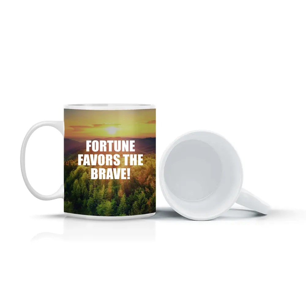 Fortune Favors The Brave Forest Sunset – Mugs