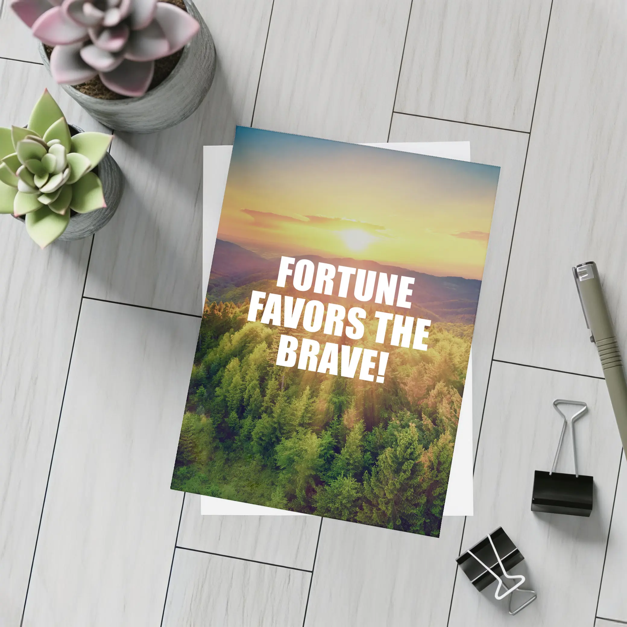 Fortune Favors The Brave Forest Sunset – Postcards