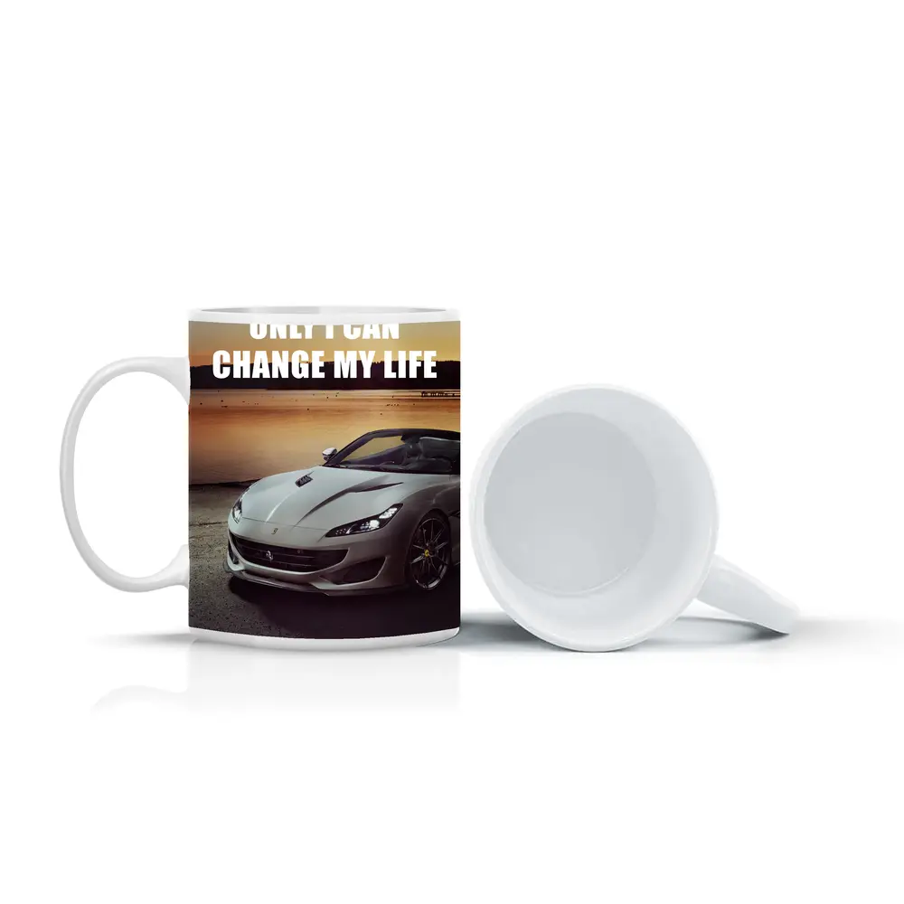 Ferrari Portofino White Car Sunset Motivational – Mugs