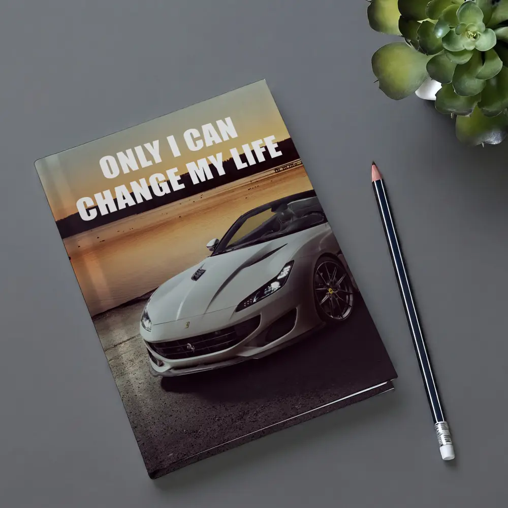 Ferrari Portofino White Car Sunset Motivational – Notebooks