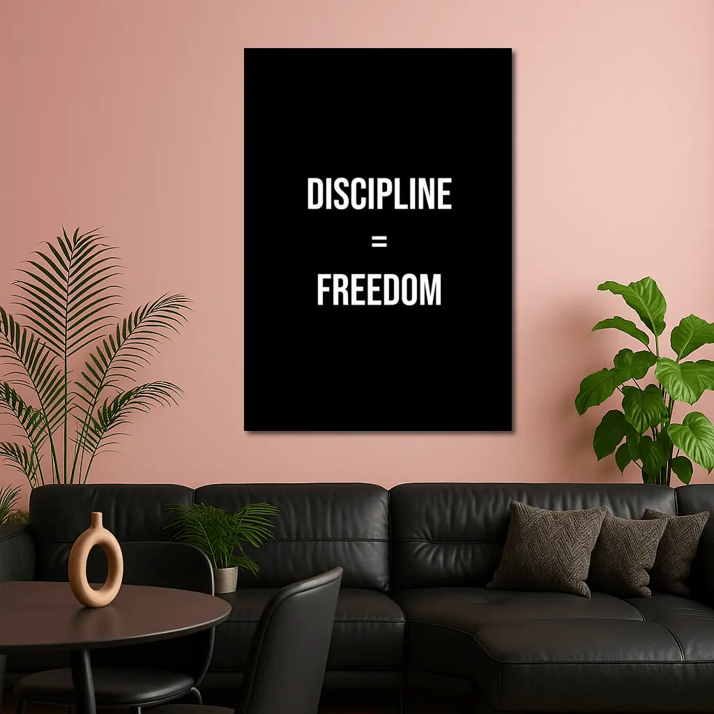 Discipline Equals Freedom Bold Black Typography – Wall Art
