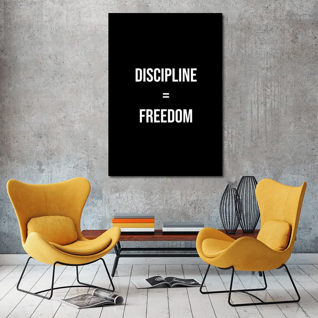 Discipline Equals Freedom Bold Black Typography – Wall Art