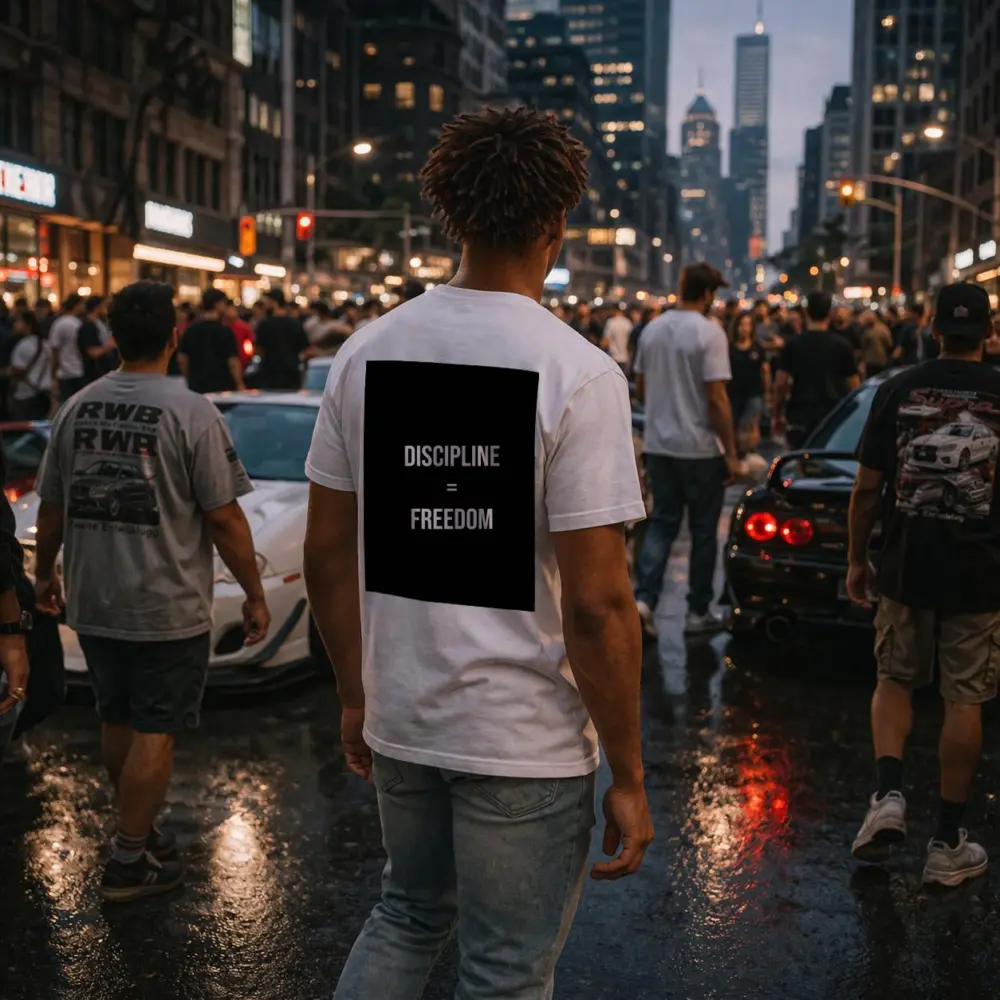 Discipline Equals Freedom Bold Black Typography – T-Shirts