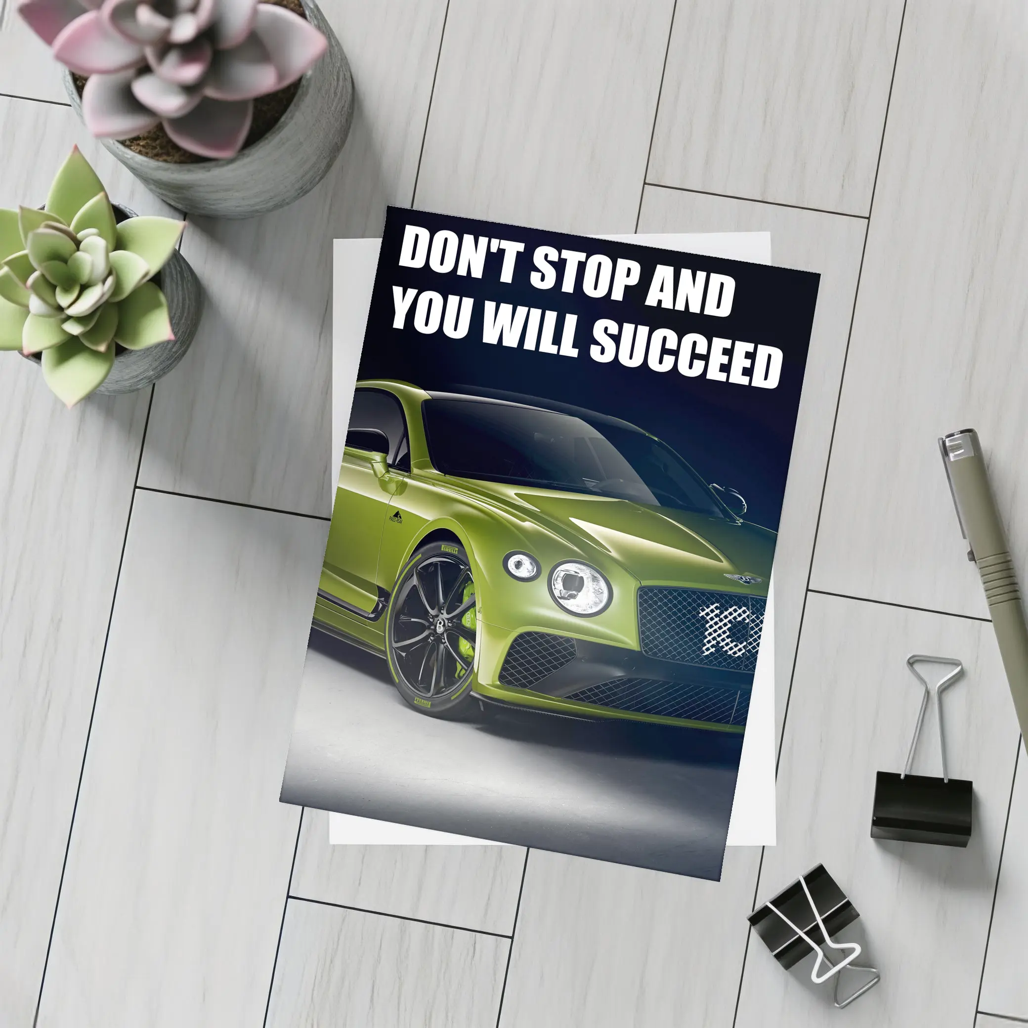 Bentley Continental GT Green Motivational Quote Art – Postcards