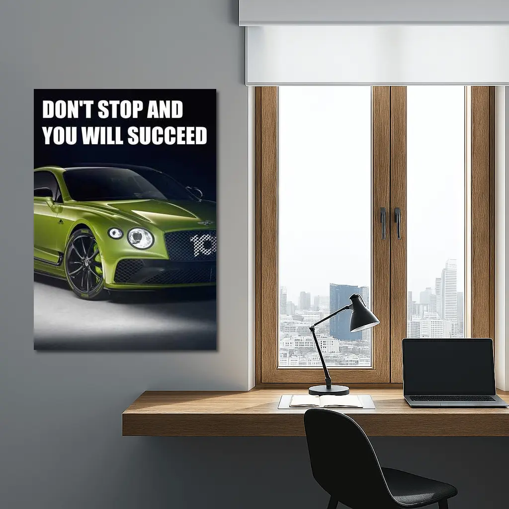 Bentley Continental GT Green Motivational Quote Art – Wall Art