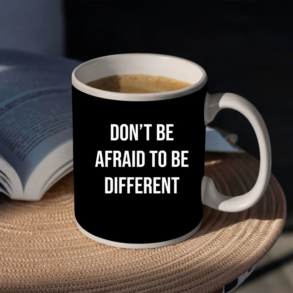 Don't Be Afraid To Be Different Black – Mugs