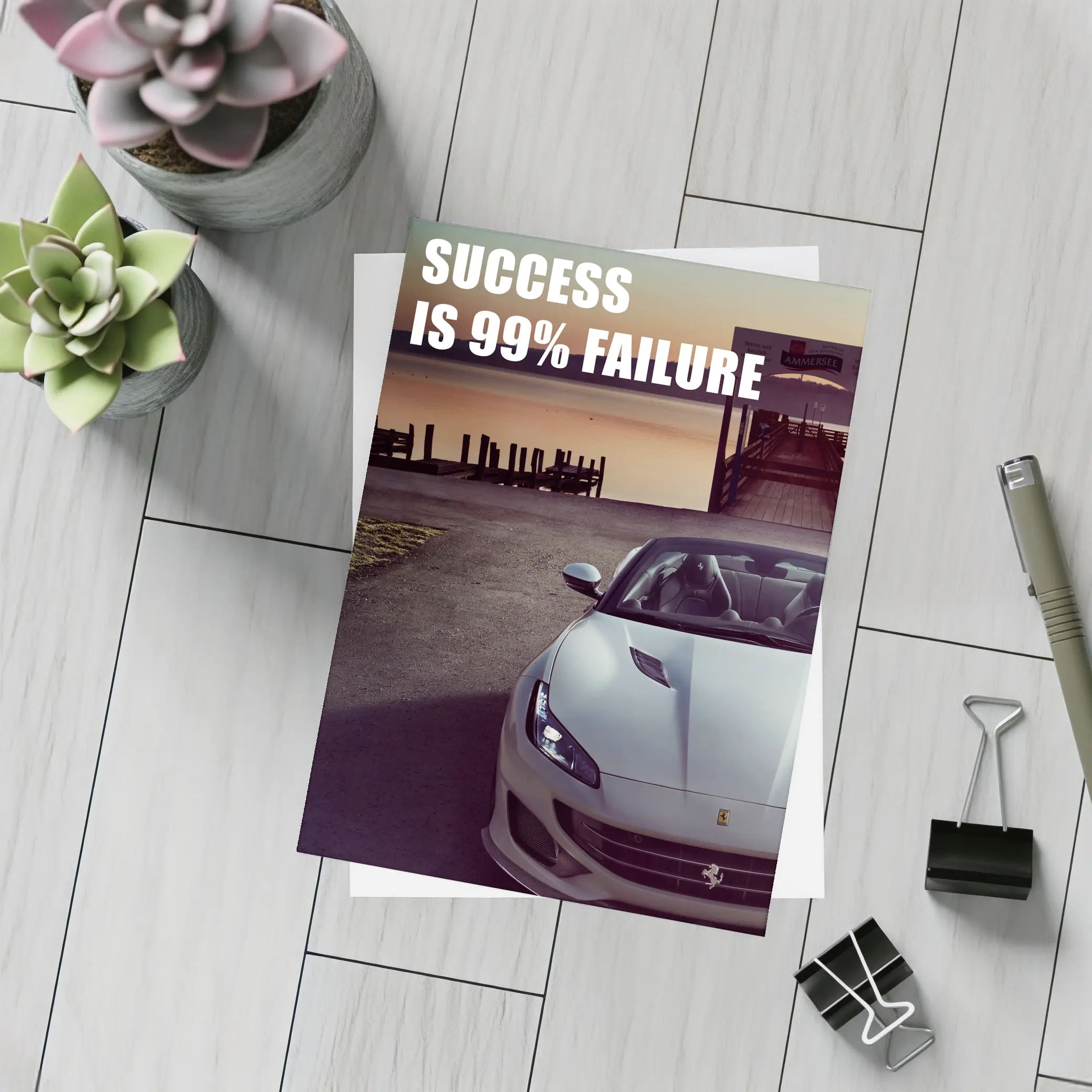 Ferrari Portofino Success Quote Car Art – Postcards