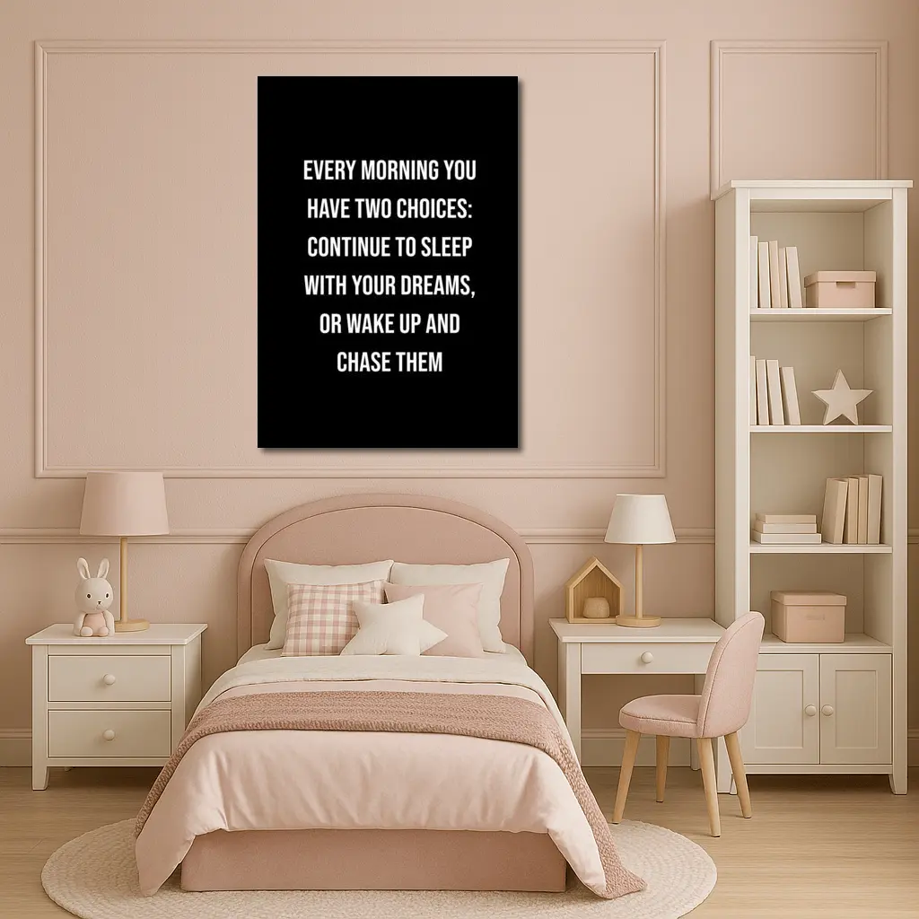 Wake Up Chase Dreams Motivational Quote Black – Wall Art