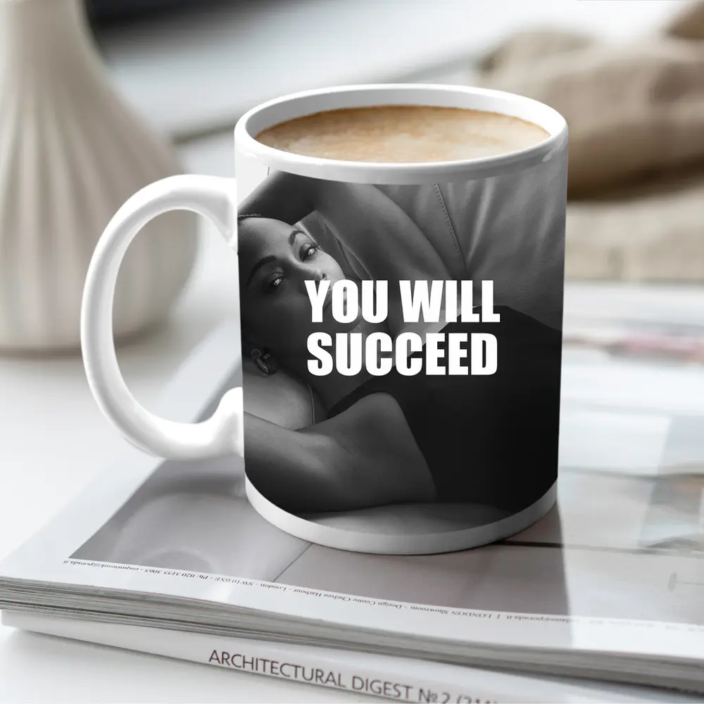 You Will Succeed Black White Woman Quote – Mugs