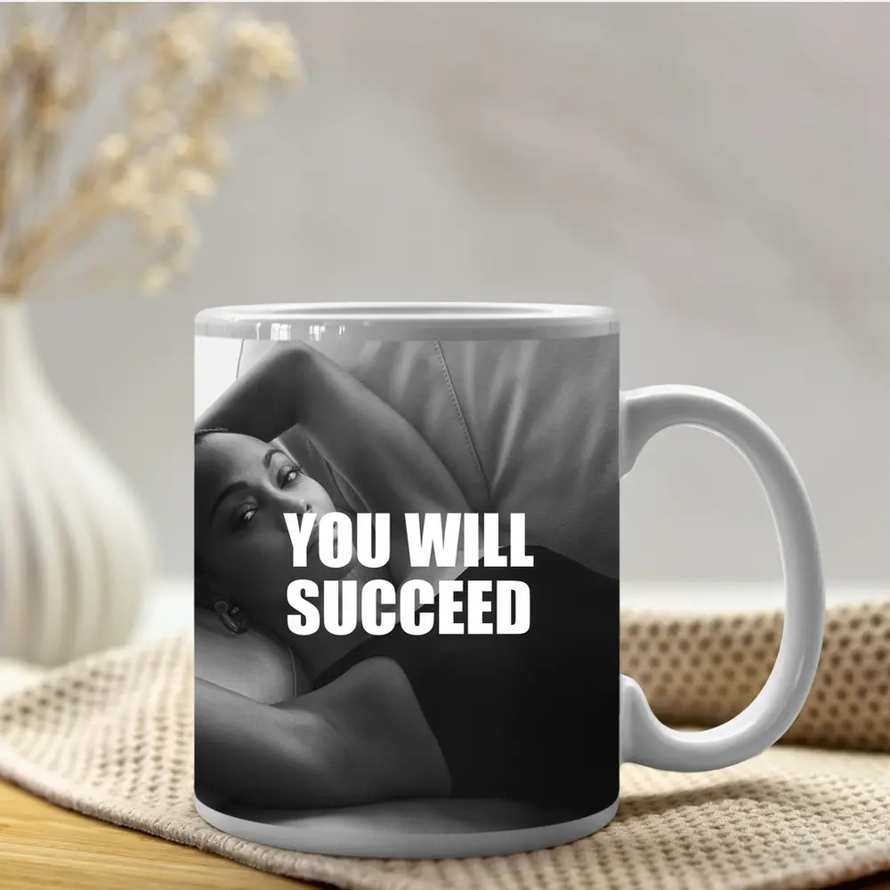 You Will Succeed Black White Woman Quote – Mugs